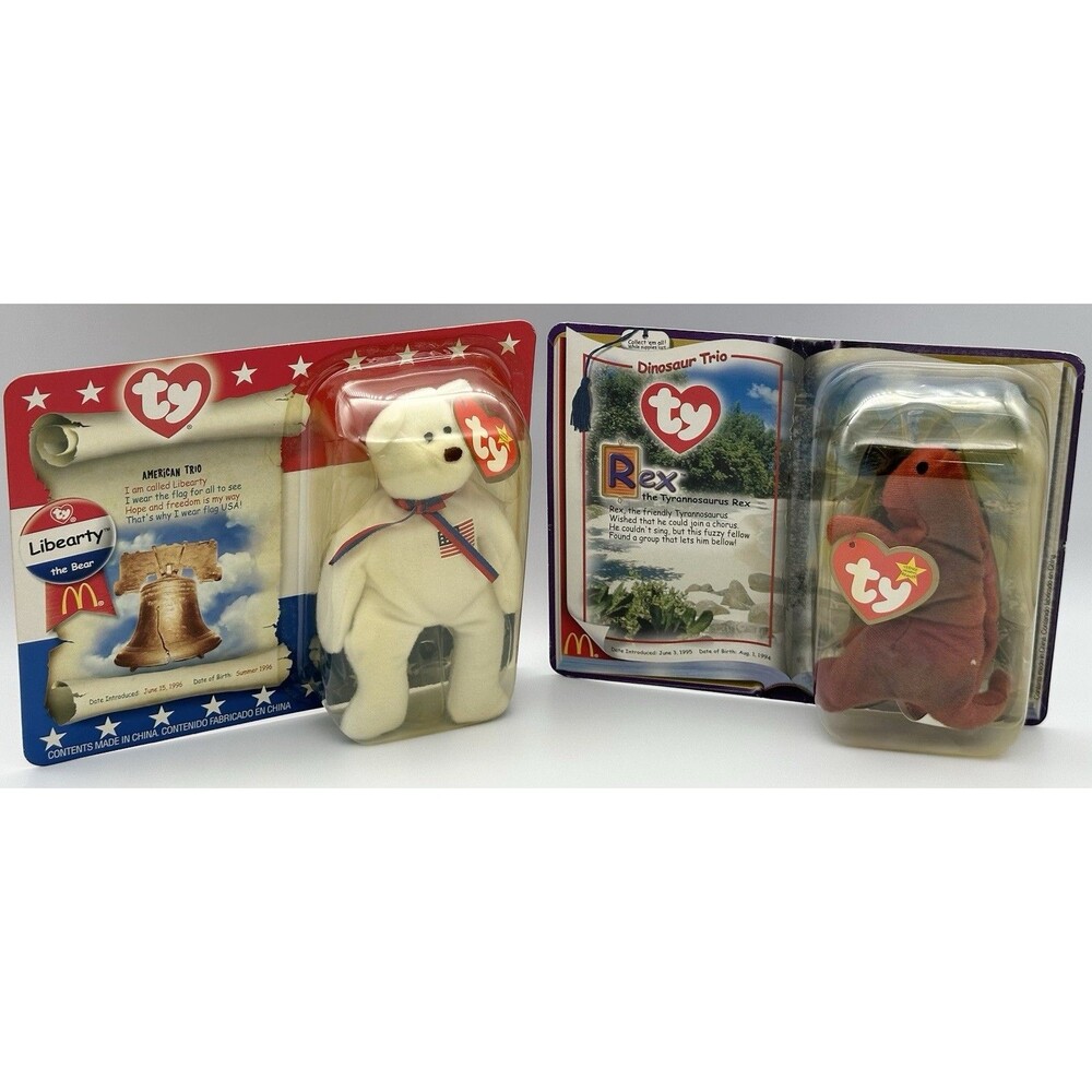 NIP VTG 2000 McDonald's Exclusive TY Teenie Beanie Babies Rex Libearty Lot 2